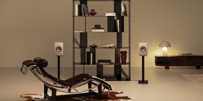 Fine dining dish next to a KEF speaker driver illustrating how sound enhances taste perception.