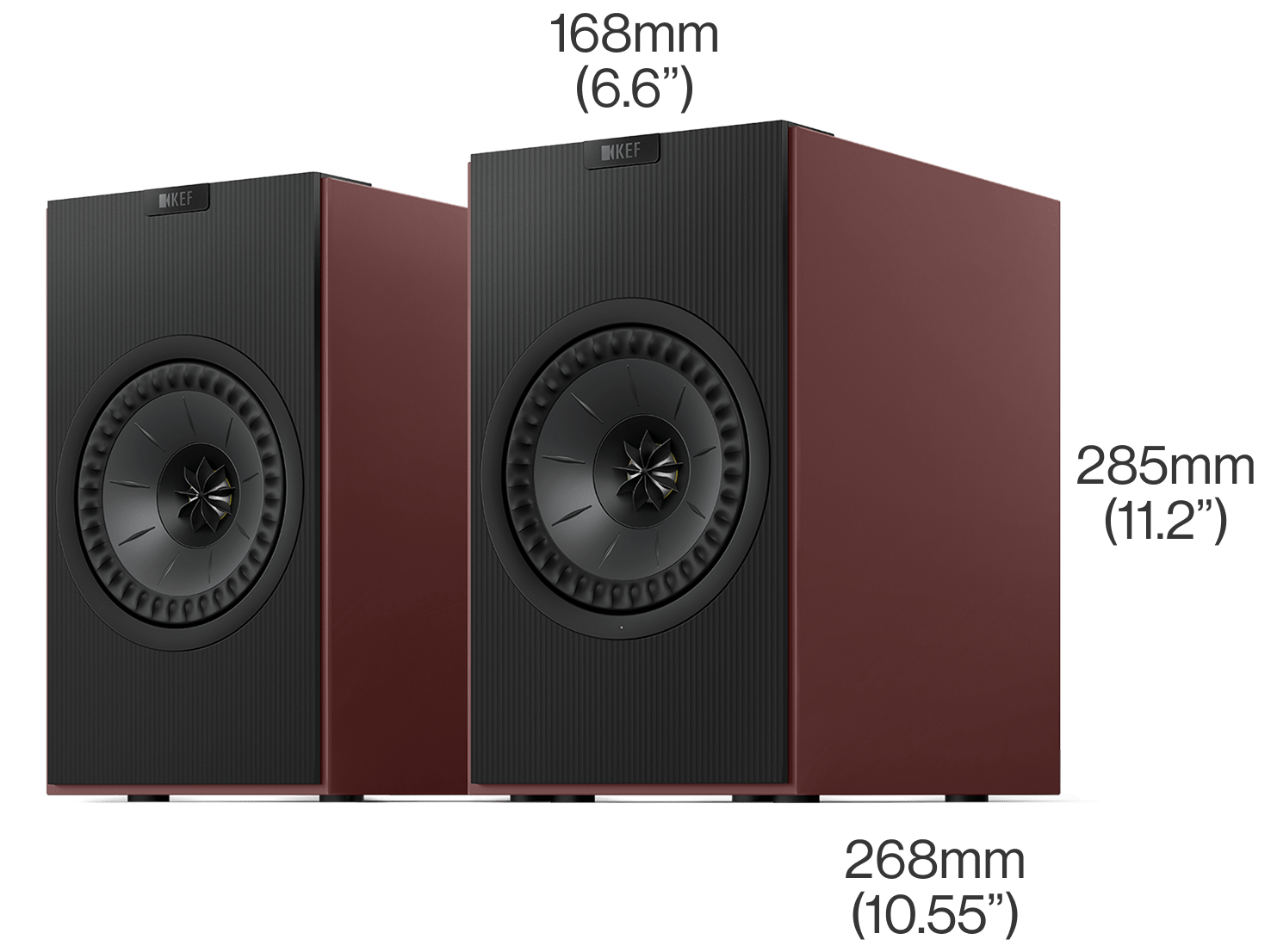 Coda W speaker dimensions: 285 mm height, 168 mm depth and 268 mm (11.2 x 6.6 x 10.55 in.)