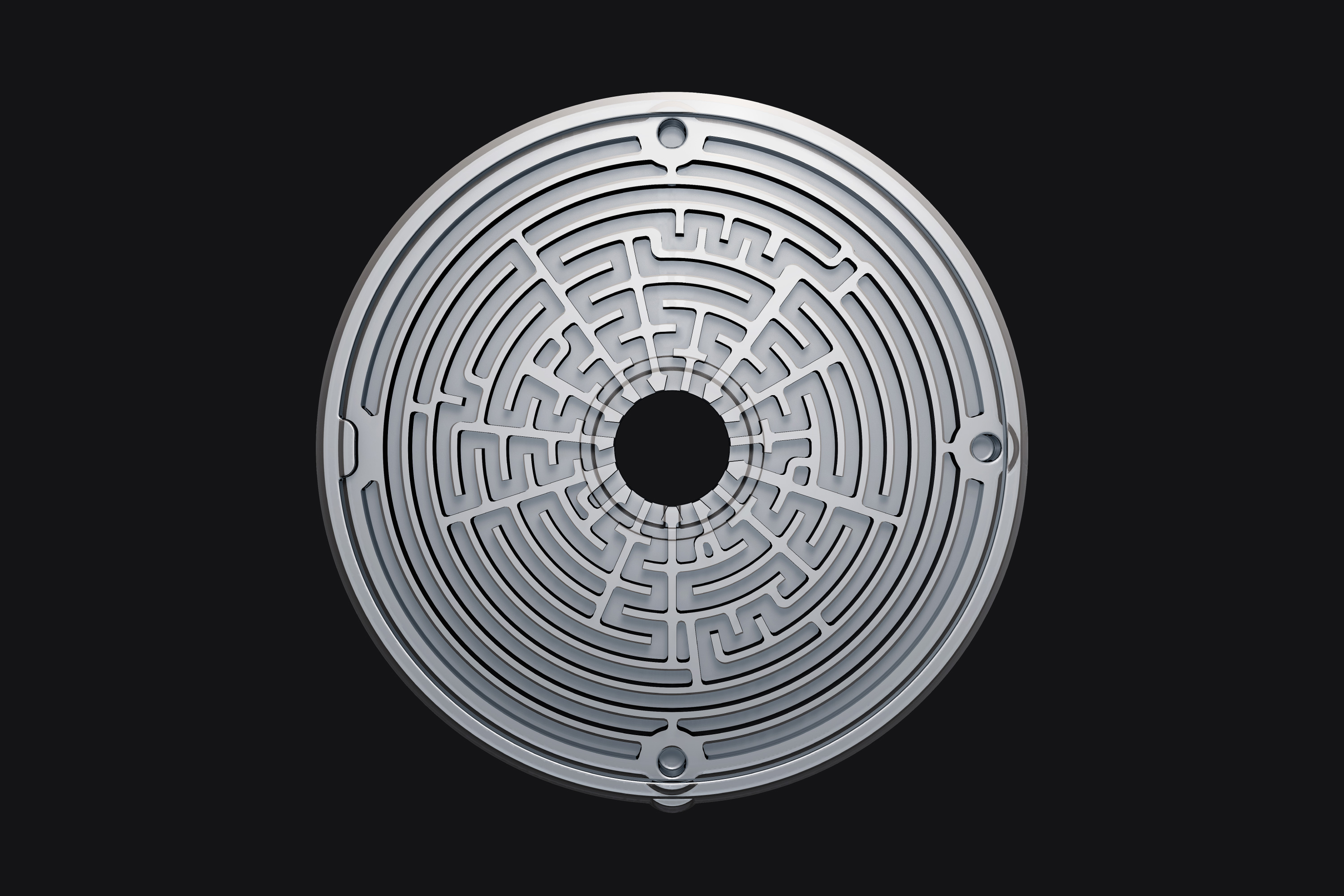 KEF Metamaterial Absorption Technology (MAT) 圓盤的迷宮狀結構。