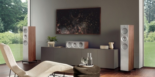 KEF Floor Standing Speakers in a Modern Living Room