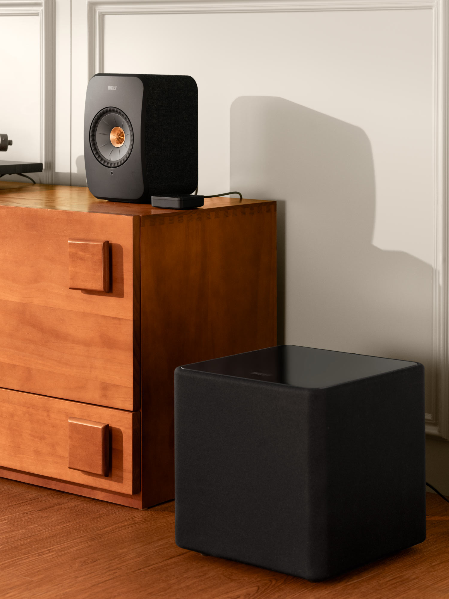 Floorstanding speaker in living room set up